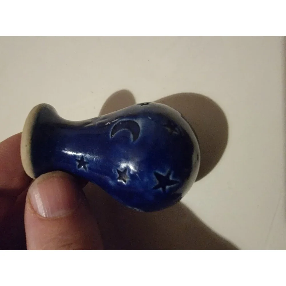 Miniature Ceramic Vase Like Candle Holder Midnight Blue Stars Mini